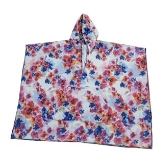 Johnny Was Summer Days Hooded Poncho Terry Cloth Floral Cover Up Cotton L/XL